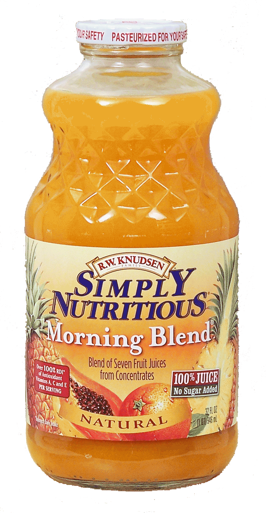 R. W. Knudsen Family Simply Nutritious morning blend, a delicious blend of seven fruit juices from concentrates, 100% juice, no sugar added Full-Size Picture
